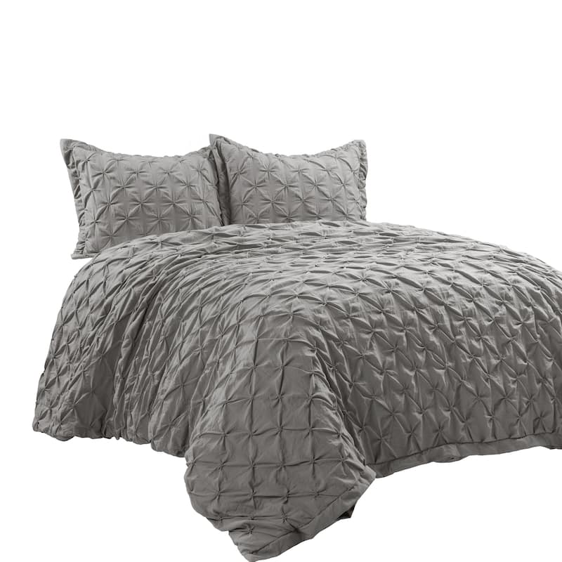 Lush Decor Ravello Pintuck Soft Oversized Duvet Cover 3 Piece Set