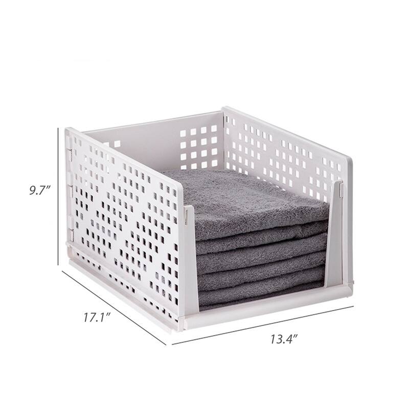 HANAMYA Folding and Stackable Storage Shelf, Set of 4 - 13.4"Wx17"Dx9.7"H