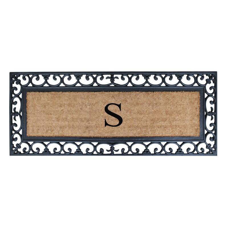 Non Slip Coir Low Profile Myla Monogrammed Entry Doormat, 17.7"x47.25" - monogrammed s