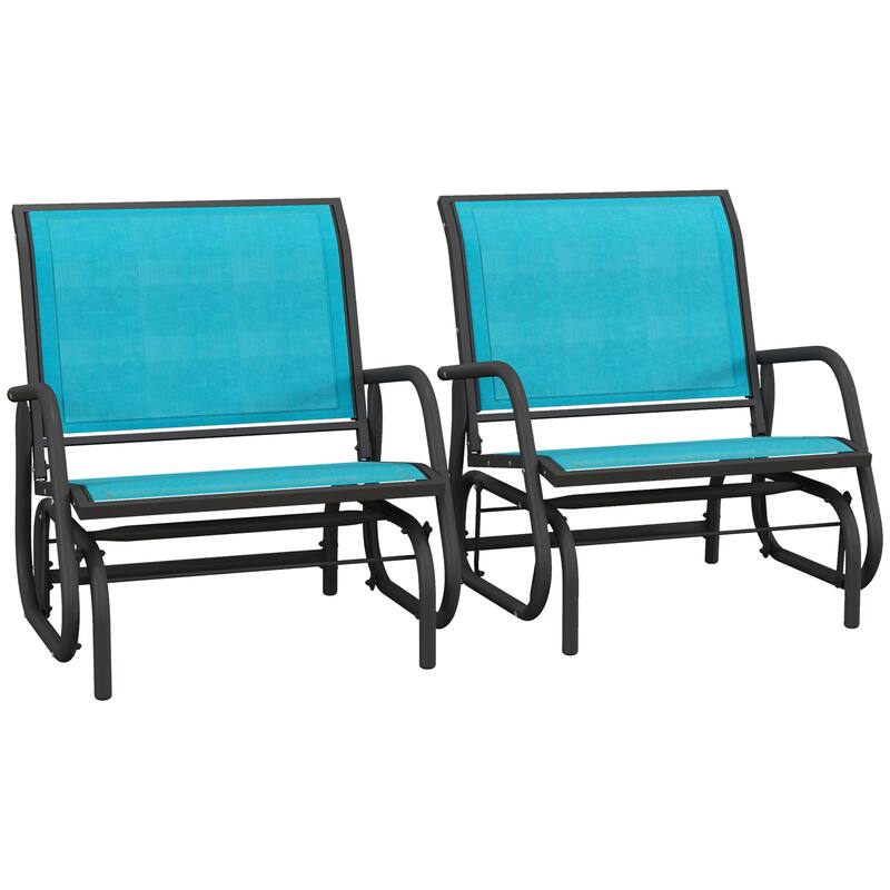 Outsunny Glider/Rocking Chair Set with Breathable Mesh Fabric, Curved Armrest