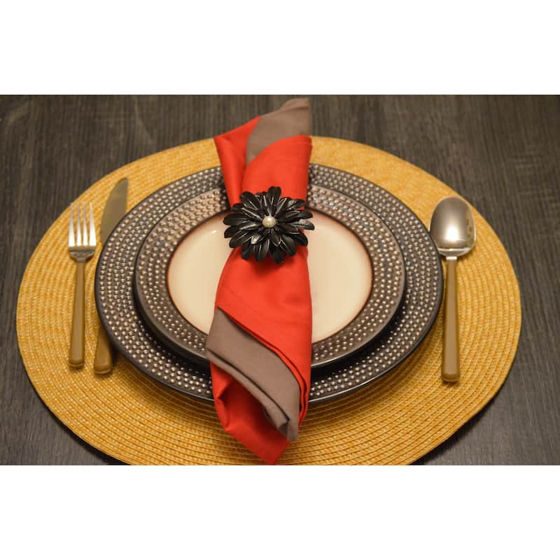Flower Napkin Rings Set of 8 (Black Pearl)
