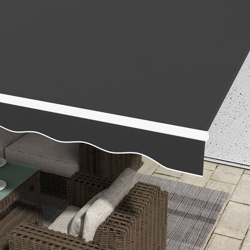 Outsunny 16' x 10' Electric Awning, Retractable Awning, UV Protection Sun Shade Shelter with Remote Controller and Manual Crank