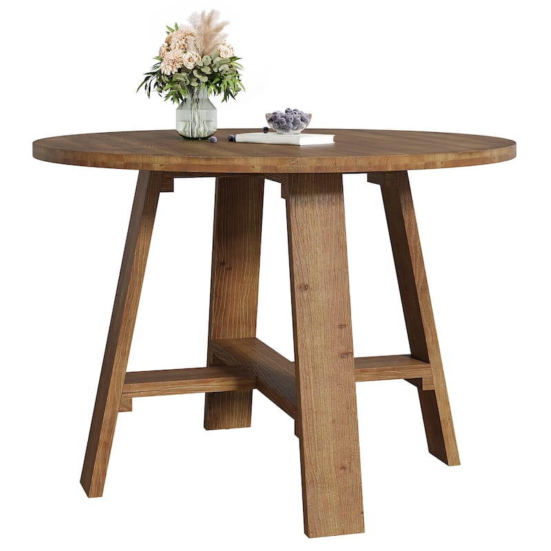 39.4" Round Solid Wood Dining Table, Kitchen Dinner Table for 2-4 People Dining Room