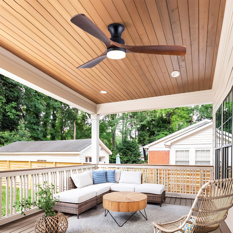 52" Ceiling Fans w/ Lights, 3 Color Dimmable LED, Remote Control Reversible DC Motor