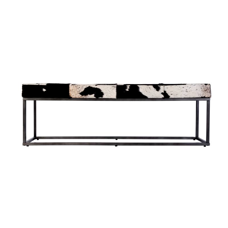 Stinson 54 in. W Rectangular Hair-on-Hide and Iron Accent Bench