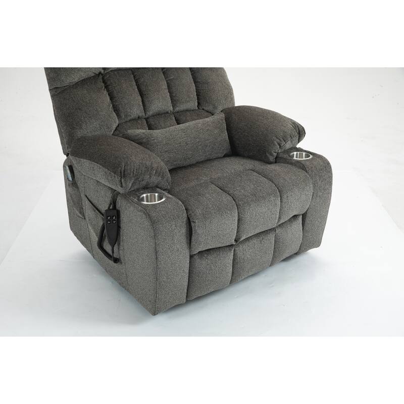 Lift Recliner Chair with Heat & Massage, Dual OKIN Motor Heavy-Duty Recliner Chair, Lounge Chair with Side Pockets & Cup Holders