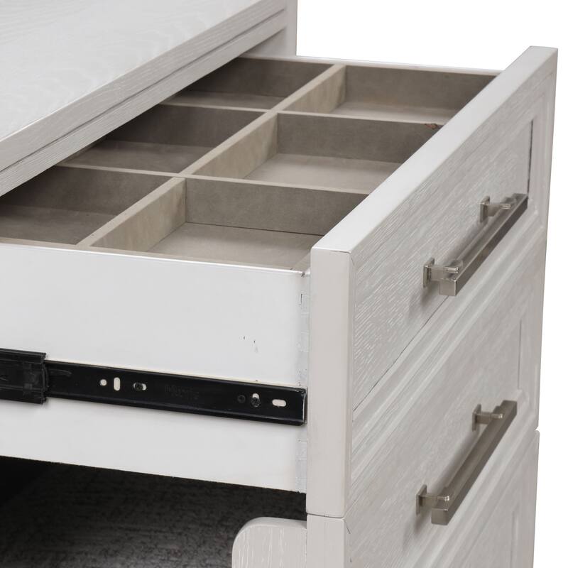 Furniture of America Elettra Modern Wood White Vanity Set with Storage Stool