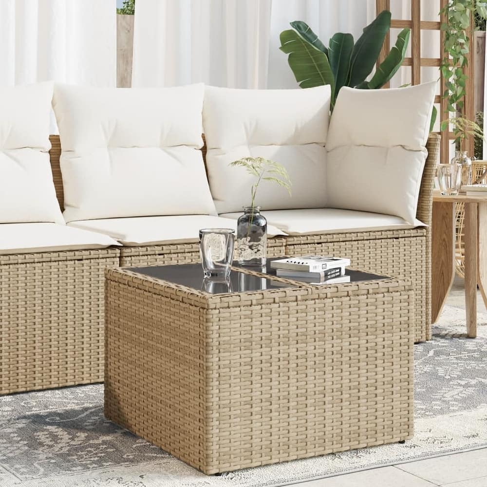 vidaXL Patio Table Outdoor Garden Firniture Side Tea Coffee Table Poly Rattan - 21.7 x 21.7 x 14.6 in