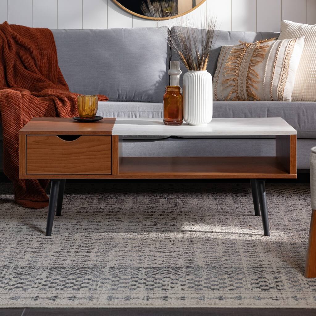 Walker Edison Saltaro Faux Marble Top Coffee Table