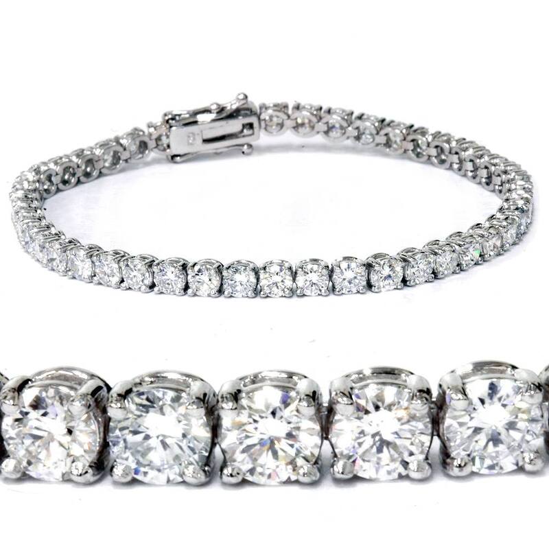 7 Ct T.W. Round Lab Grown Diamond Tennis Bracelet White Gold 7" - White - 7 Inch