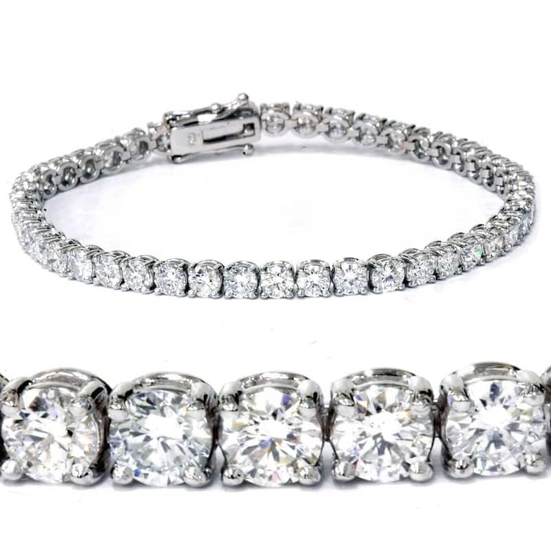Bliss Diamond 7 Ct T.W. Round Lab Grown Diamond Tennis Bracelet White Gold 7" - White - 7 Inch