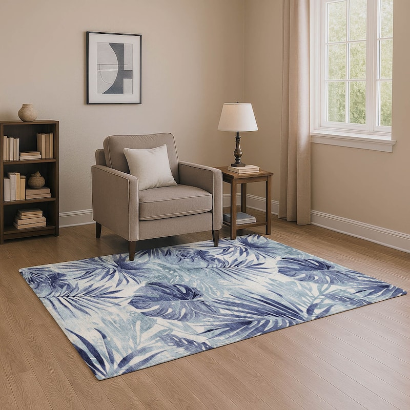Premium Washable Super Soft Tropical Floral Mayfield Rug - Blue - 8' x 10'