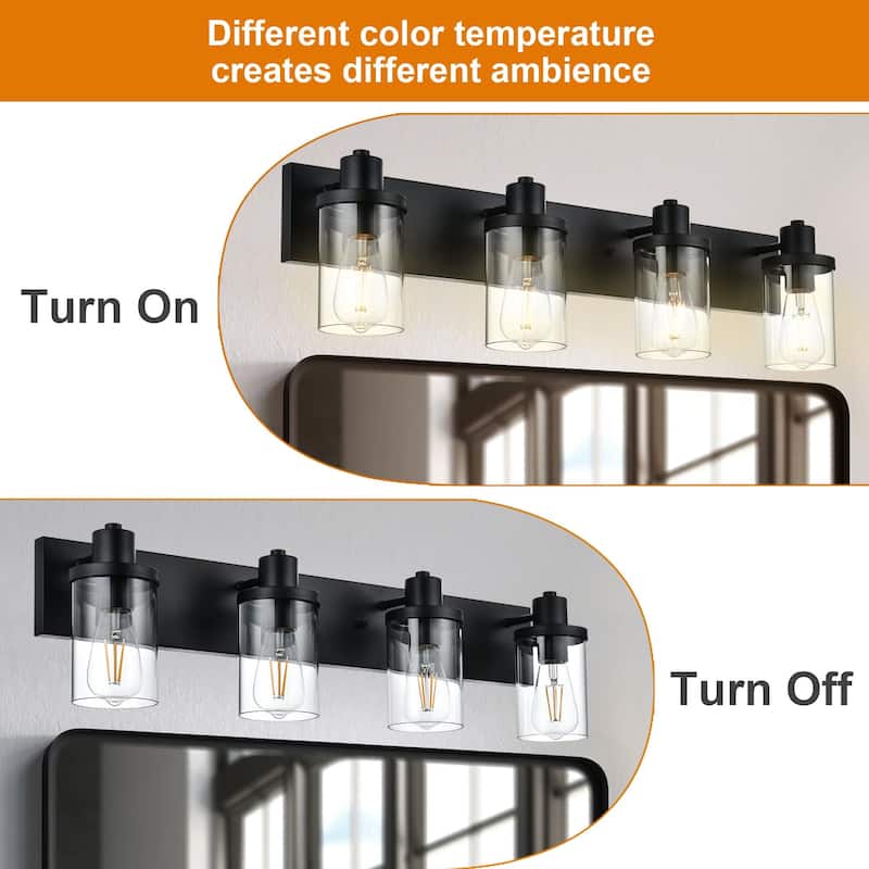 4 Light Bathroom Vanity Lighting with Clear Glass Shade