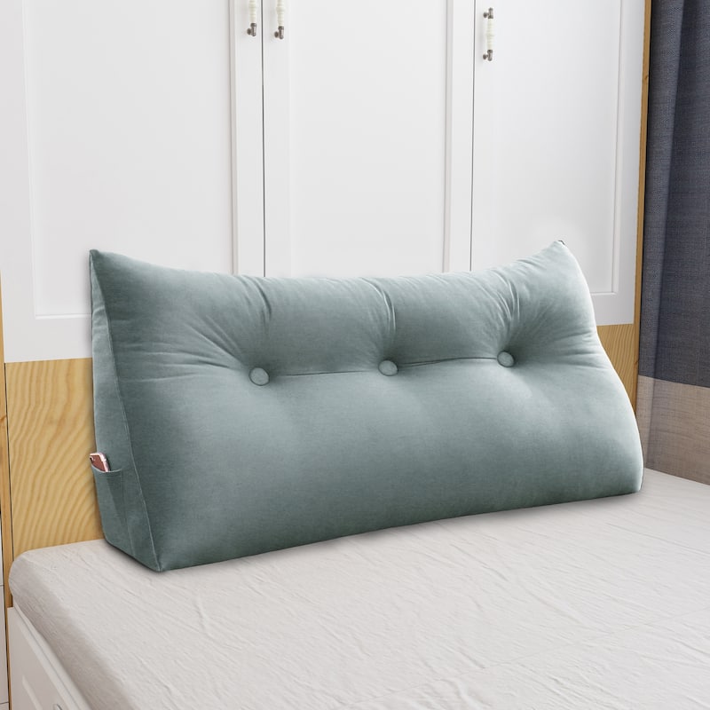 WOWMAX Large Bed Rest Wedge Reading Pillow Back Support Headboard Cushion - Twin - Grey