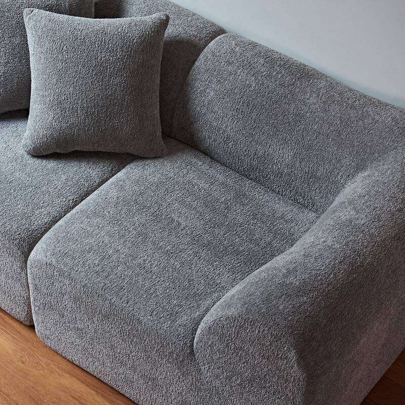 Minimalist Accent Sofa Loveseat Couch with 2 Throw Pillows, 2-Seater Couch for Living Room Apartments