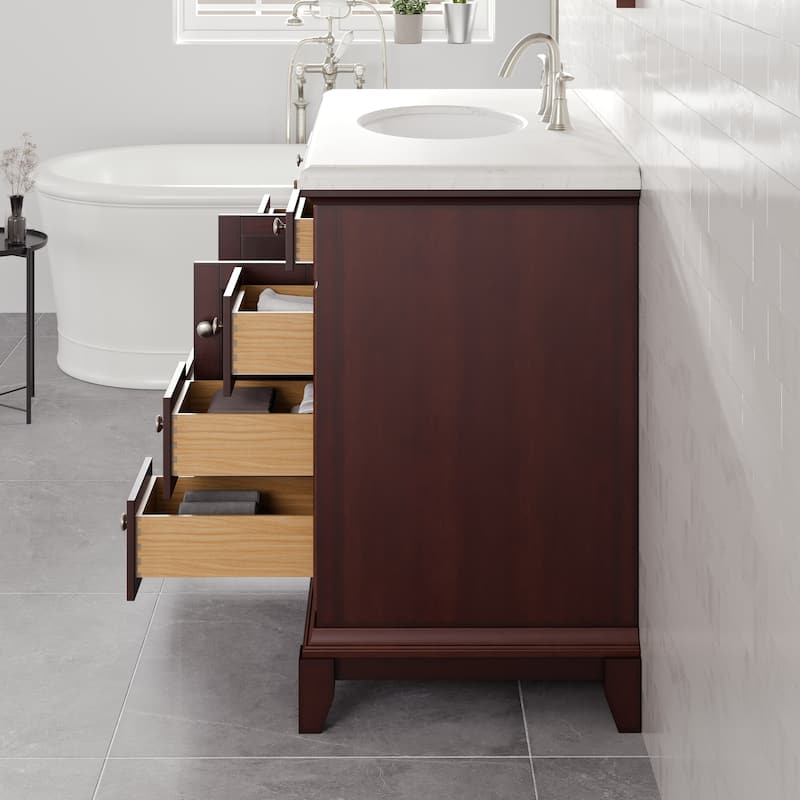 Eviva Elite Stamford 42" Bath Vanity with Carrara Quartz Top