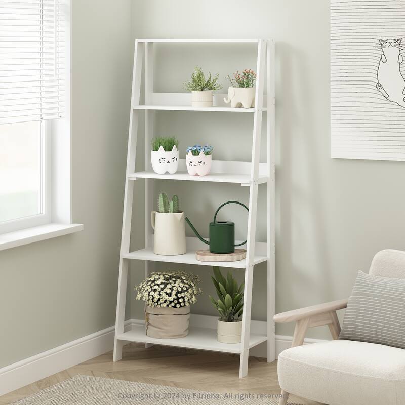 53.54 in. Tall White Wood 5-Shelf Bookcase