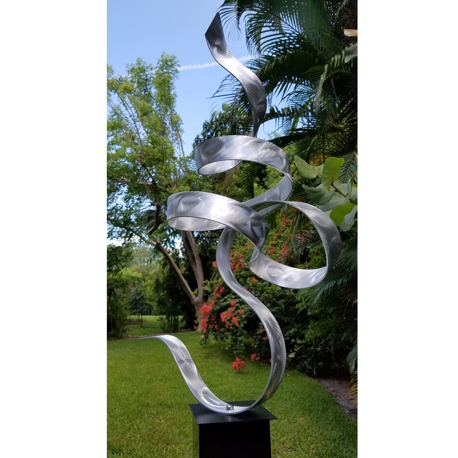 Statements2000 Silver Modern Metal Garden Sculpture Yard Art Jon Allen Whisper