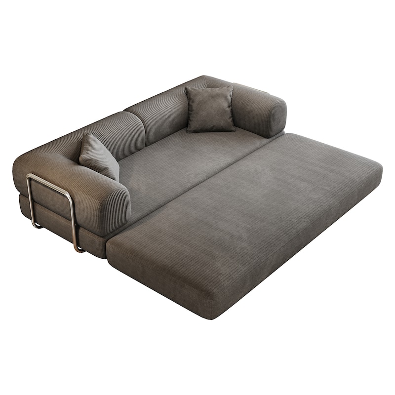 78.8" Convertible Floor Sofa Bed, Corduroy Folding Mattress Sofa Couch for Small Spaces ,No Assembly