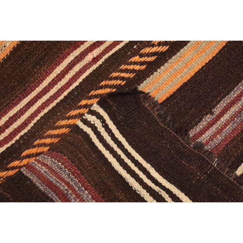 Hand Woven Oriental 100% Wool Carpet Southwestern Tribal Brown Kilim Area Rug - 7' 11'' X 4' 9''