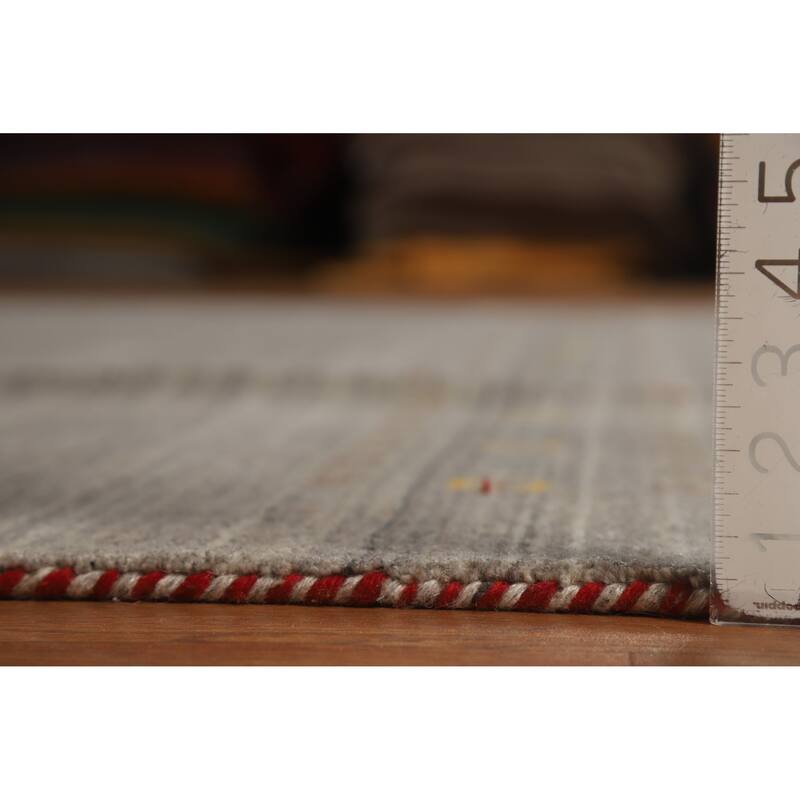 Hand Knotted Oriental 100% Wool Carpet Tribal Animal Pictorial Greys & Charcoal Gabbeh Area Rug - 9' 9'' X 7' 11''