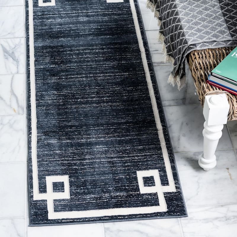 Contemporary Richye Collection Area Rug - Navy Blue - 2'7"x13'11"