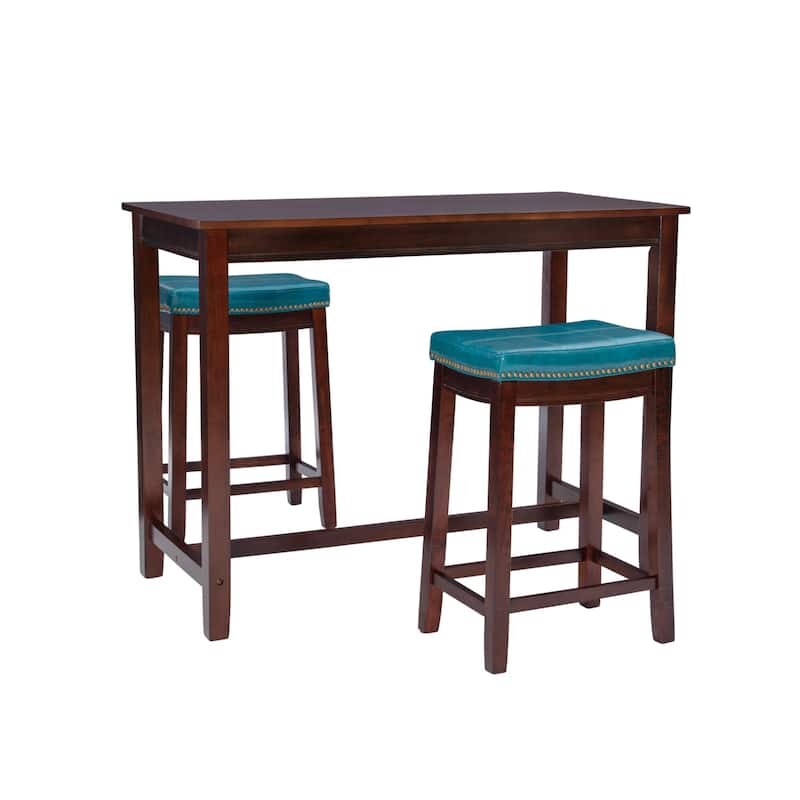 3-Piece Counter Table and Stools - 47.25" - Brown and Blue