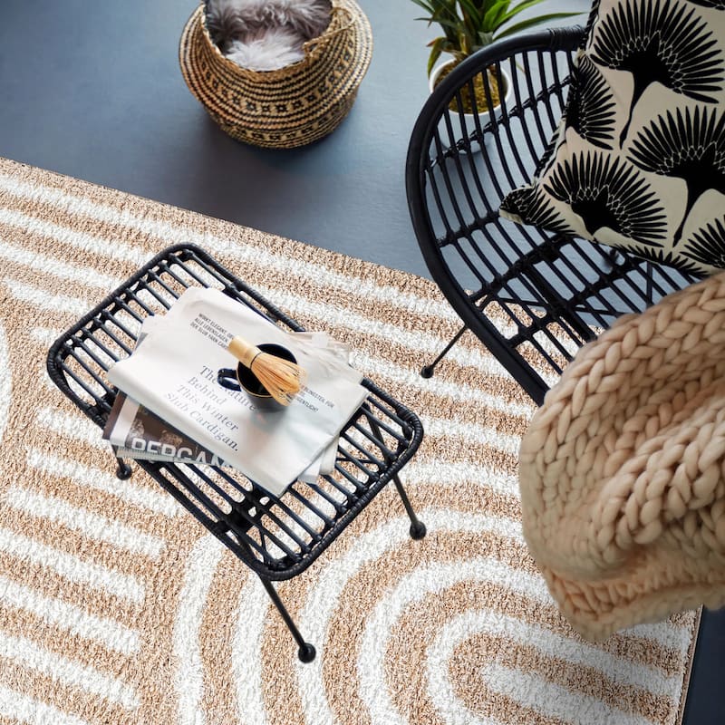 Abstract Arch Shag Rug - Medium Pile, Durable & Easy to Clean - Anthracite Dark Gray