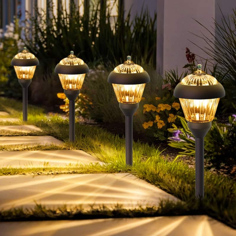 Solar Powered Bronze LED Metal Pathway Light, Waterproof for Patio, Garden - 4 Pack
