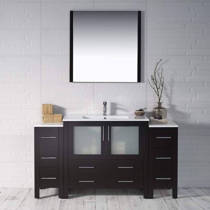 Blossom Sydney 60 Inch Solid Wood Double Sink Vanity with Side Cabinet