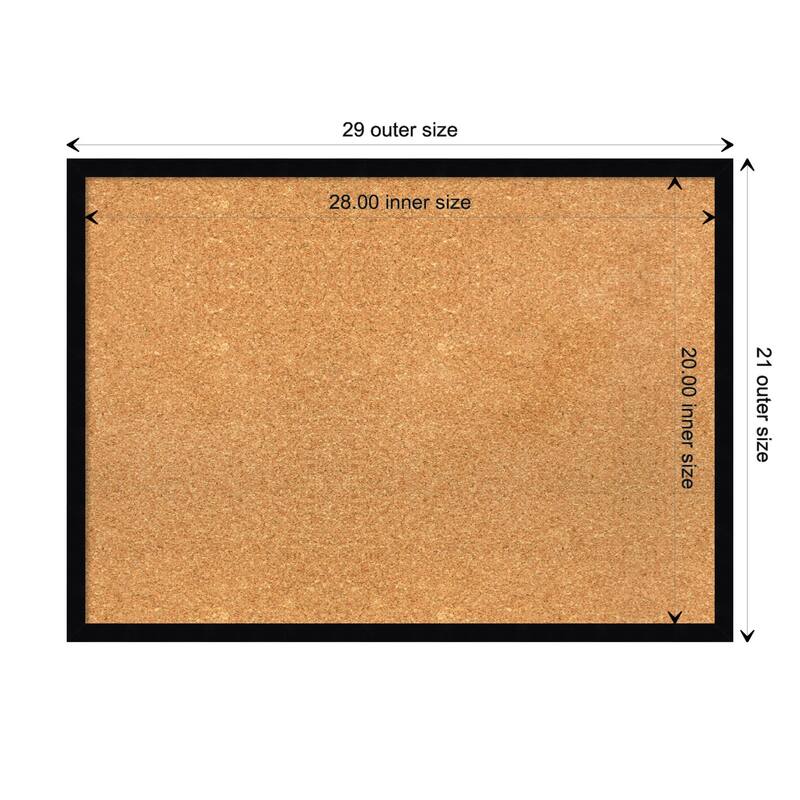 Svelte Wood Framed Natural Corkboard Bulletin Board - Svelte Noir Black - Board Size 28x20