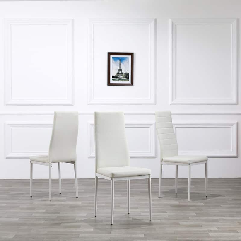 High Backrest PU Leather Dining Chairs (Set of 6)