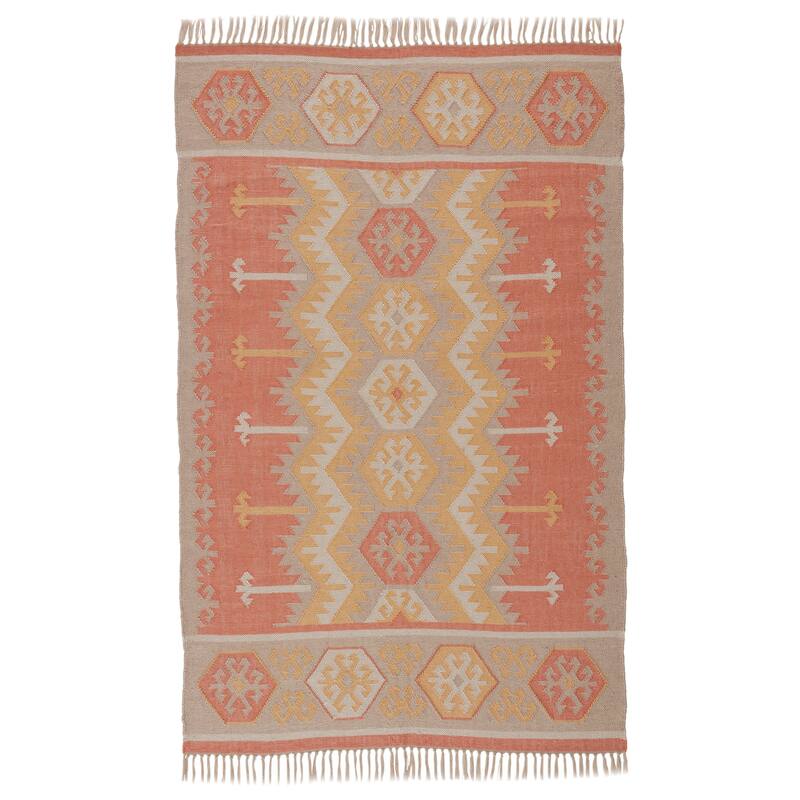 Sonoran Indoor/ Outdoor Geometric Area Rug - 3'6" x 5'6" - Orange/Beige