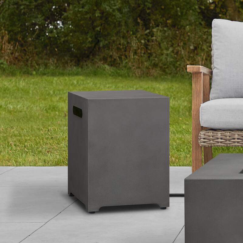 Aegean Tank Cover in Weathered Slate - 15.125" L x 15.125" W x 20.25" H
