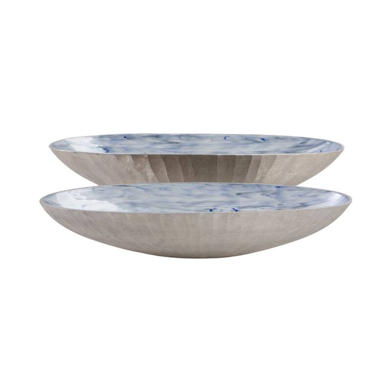 Oval Metal Bowls Sculptural Design -Set of 2 - 20", 23" - 23.0"