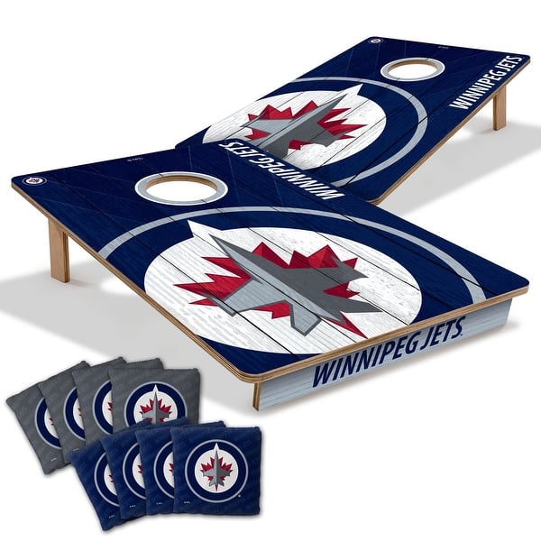 slide 2 of 7, Winnipeg Jets NHL Tailgate Cornhole Board Set Include Carrying Case