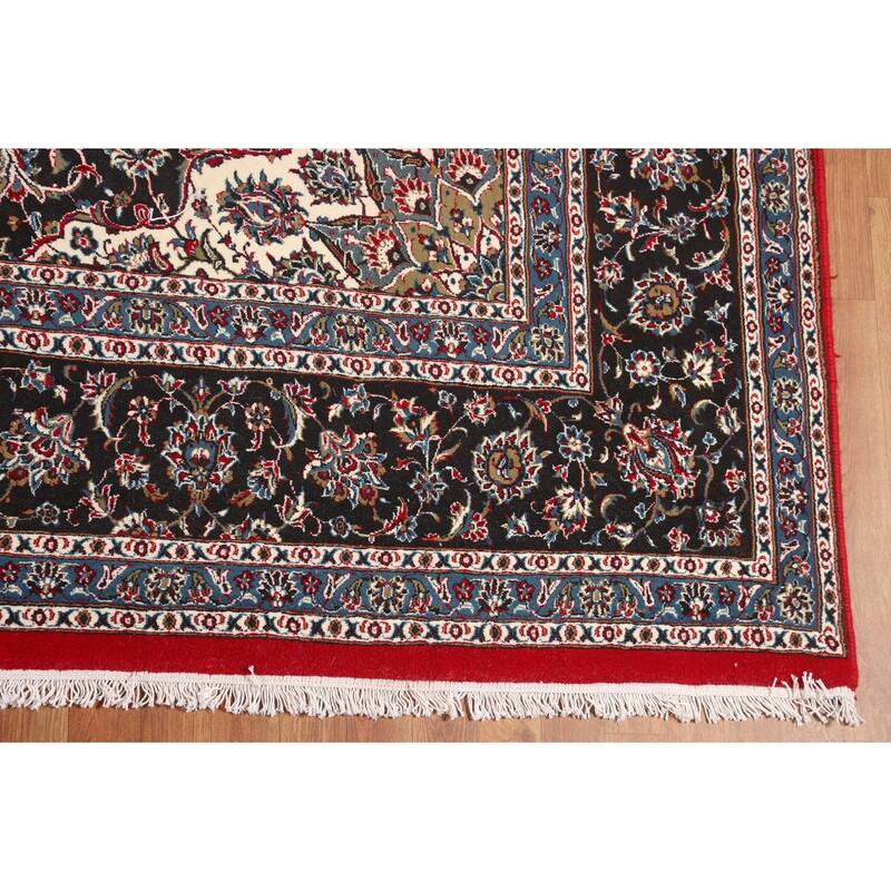 Traditional Floral Kashan Turkish Rug Machine-Made Red Carpet - 9'8" x 13'2"