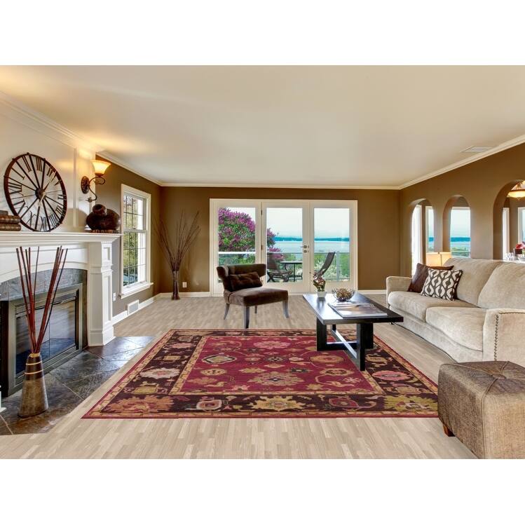 Hand Knotted Oriental 100% Wool Carpet Transitional All-Over Pink Oushak Area Rug - 9' 9'' X 8' 0''