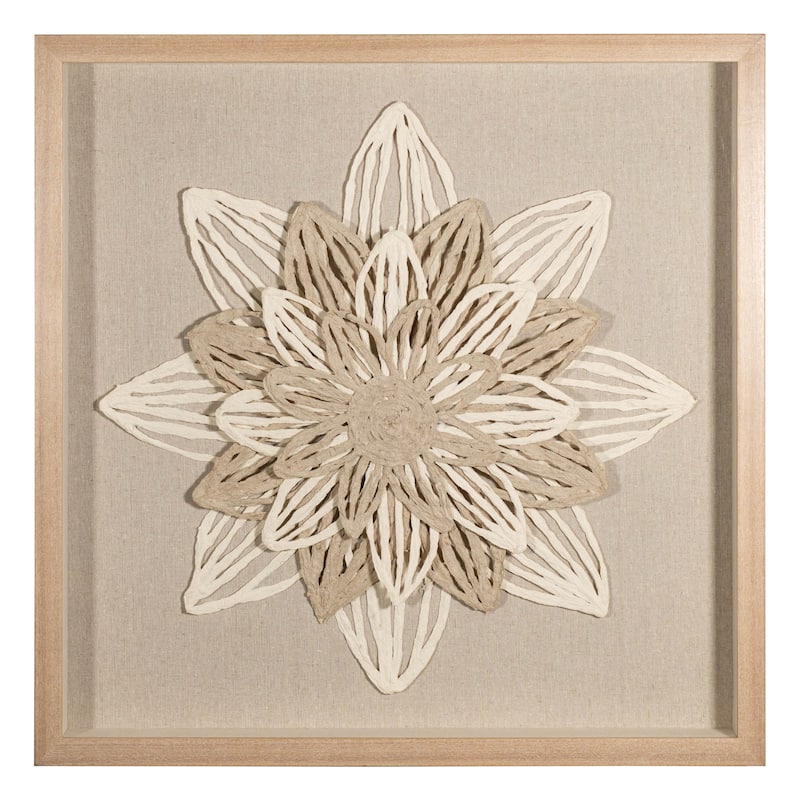 HUJI Paper Mache String Flower Shadow Box Wall Decor Wall Art For Bathroom Bedroom Living room Office - Style_B
