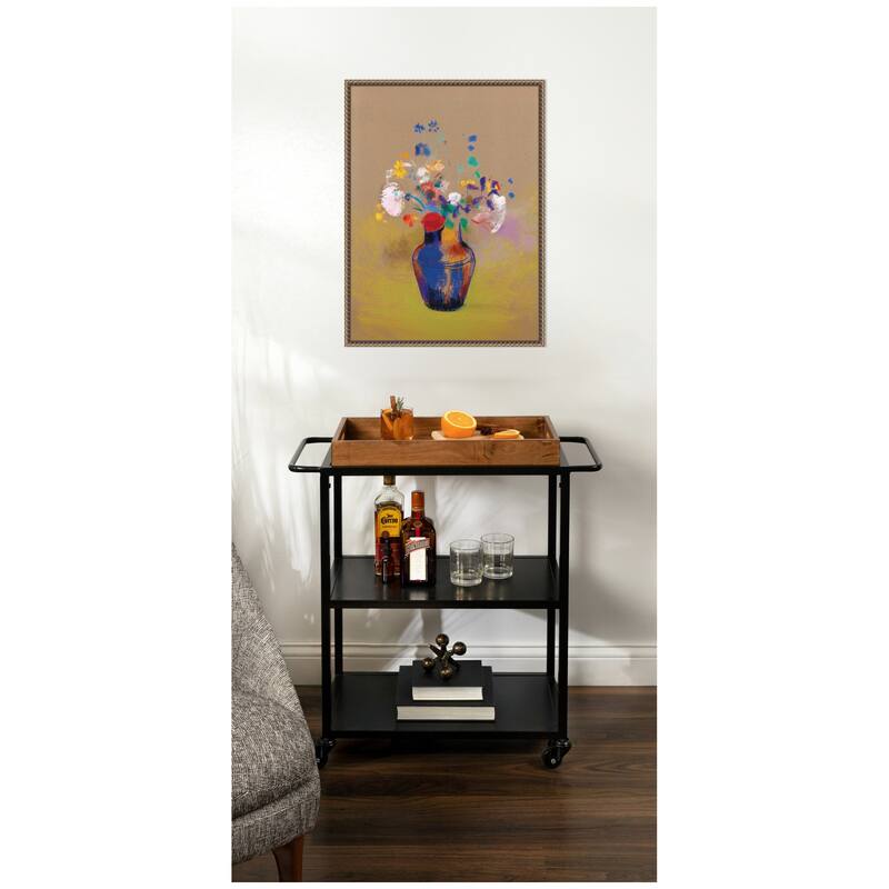 Kate and Laurel Fleurs Sur Fond Gris 1916 Odilon Redon by Nostalgia Prints Framed Canvas Wall Art Print