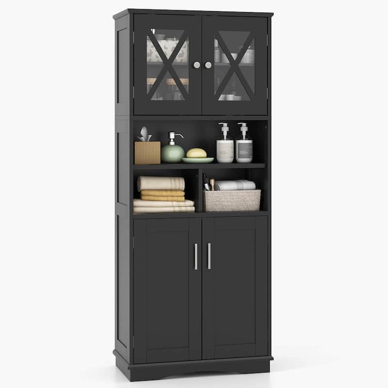 Costway Tall Bathroom Cabinet Large Floor Storage Cabinet with Acrylic - See Details