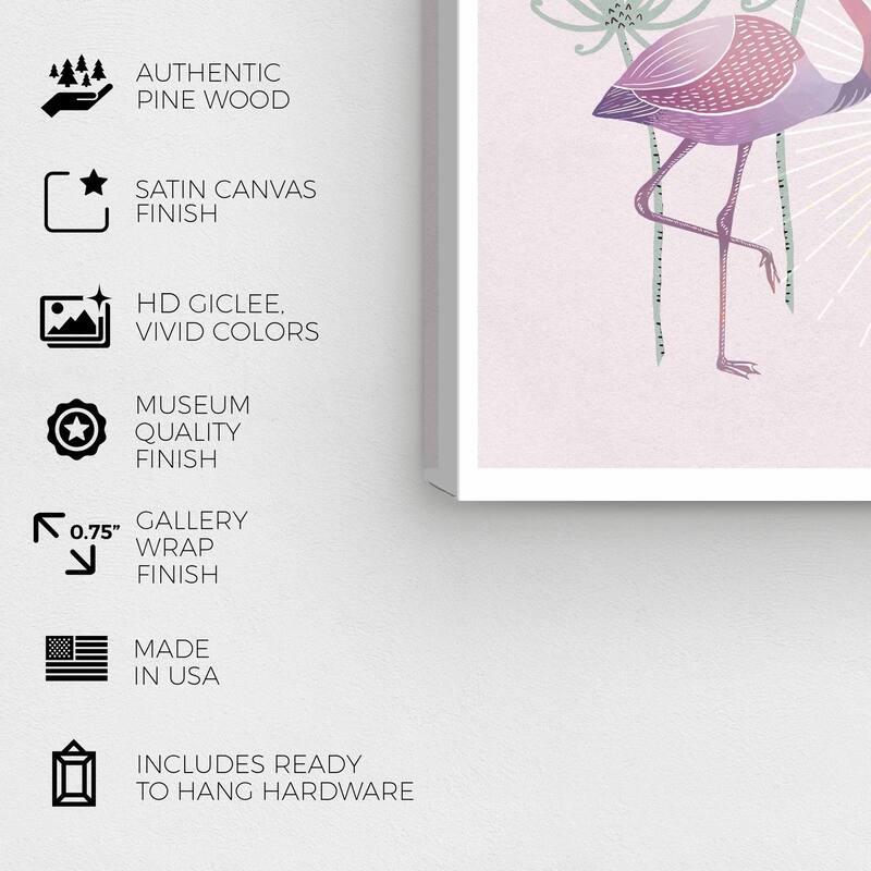 Wynwood Studio Canvas Animals Flamingo Duo Pink and Light Pink Modern & Contemporary Wall Art Canvas Print