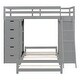 preview thumbnail 14 of 34, Twin Over Twin Bunk Bed with LED Lights & USB Ports, Grey, with Storage