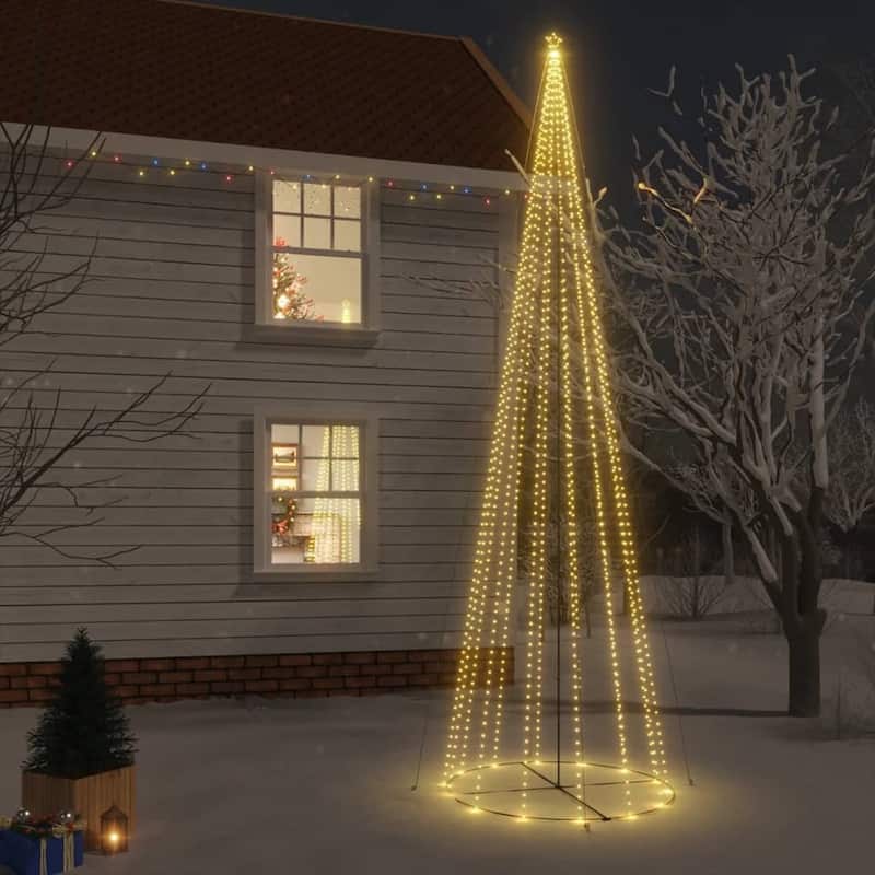 vidaXL Christmas Cone Tree Decoration Artificial Christmas Tree with LEDs - 90.6" x 315" - Warm white