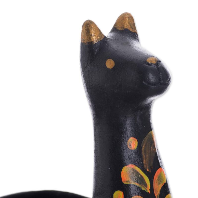 Novica Handmade Black Llamita Ceramic Figurine