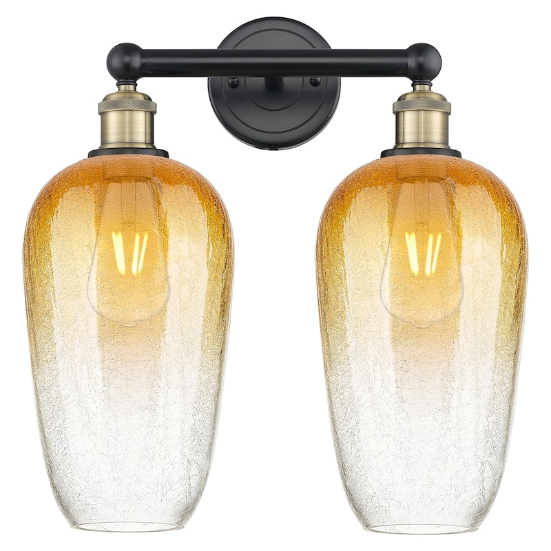 Innovations Lighting 616-2W-18-16 Brookhaven Flute Vanity Brookhaven - Black Antique Brass / Amber