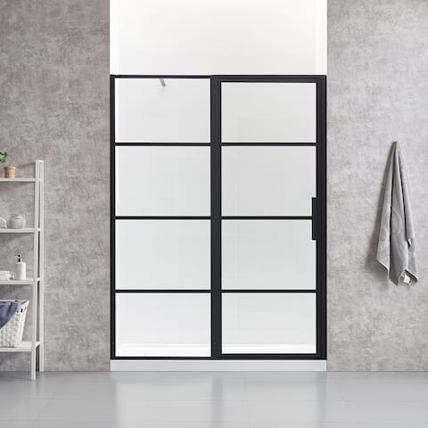 Ove Decors Milano 60 in. Black Framed Hinges Shower Door