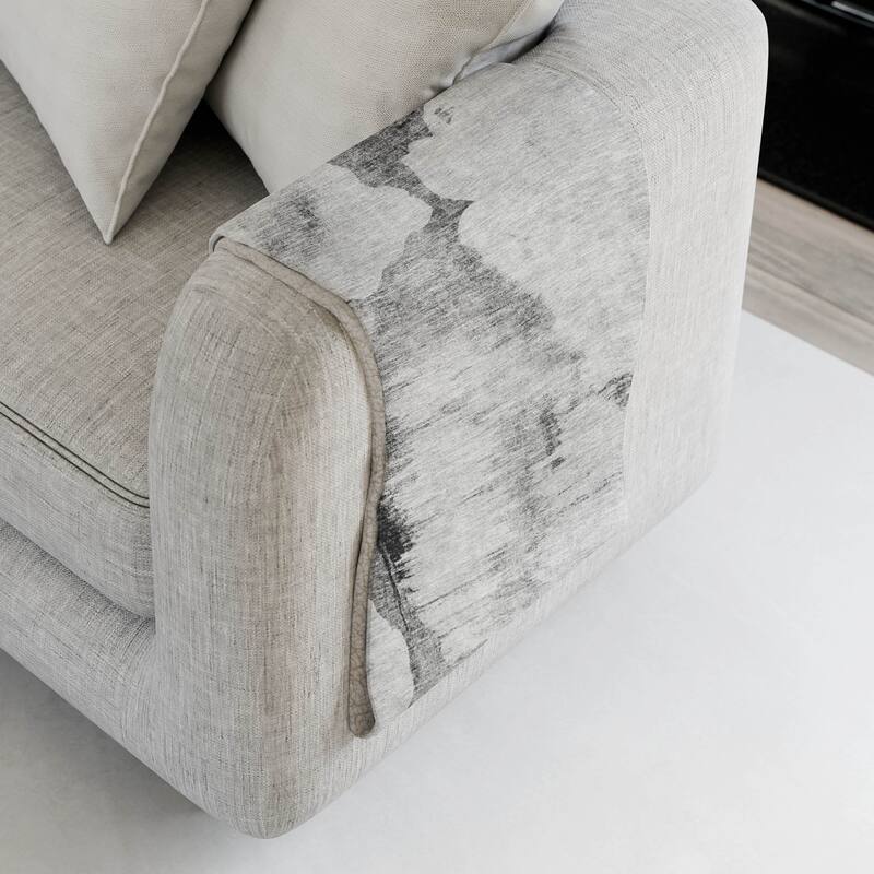 Premium Machine Washable Abstract Modern Sherpa Throw Blanket - Gray - 4'2" x 5'10"