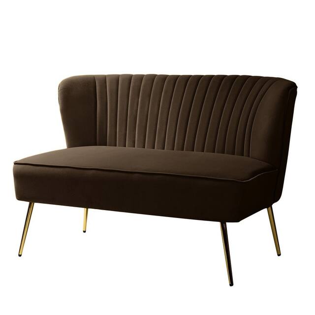 HULALA HOME Monica Modern Velvet Tufted Loveseat with Metal Legs