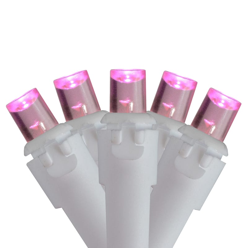 LED Wide Angle Icicle Christmas Lights - Pink - 6ft White Wire - 70ct